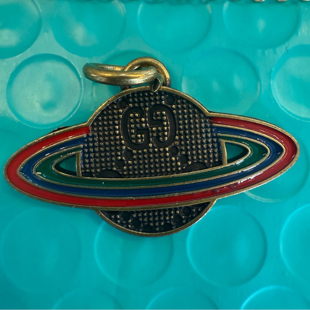 GG Saturn Brass-Toned Logo Pendant